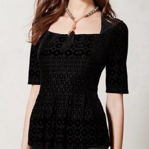 Anthropologie Meadow Rue velvet textured blouse